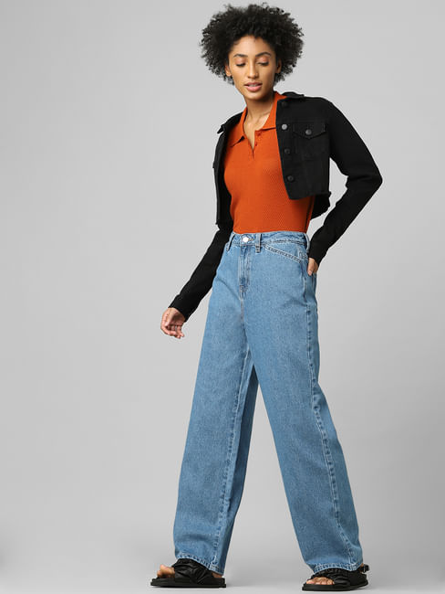 Buy Blue High Rise Super Wide-Leg Jeans For Women Online - ONLY
