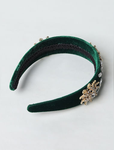Green Rhinestone Embellished Hairband