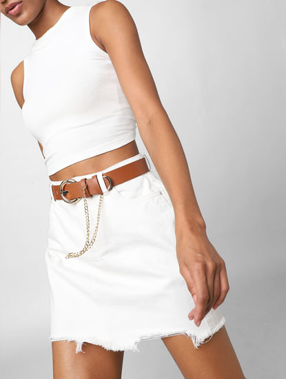 Tan Belt With Chain Detail