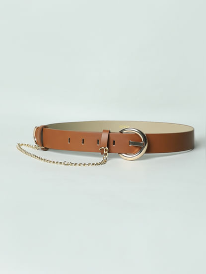 Tan Belt With Chain Detail