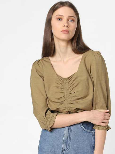 Olive Cropped Top