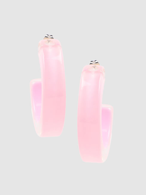 Candy Pink Open Hoop Earrings