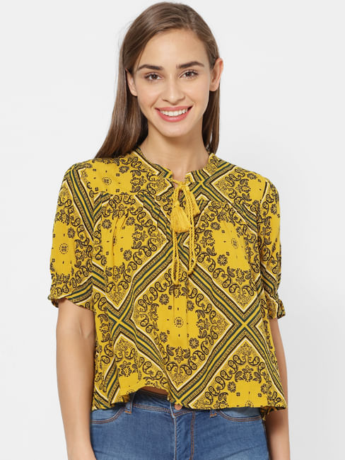 Yellow All Over Print  Top 