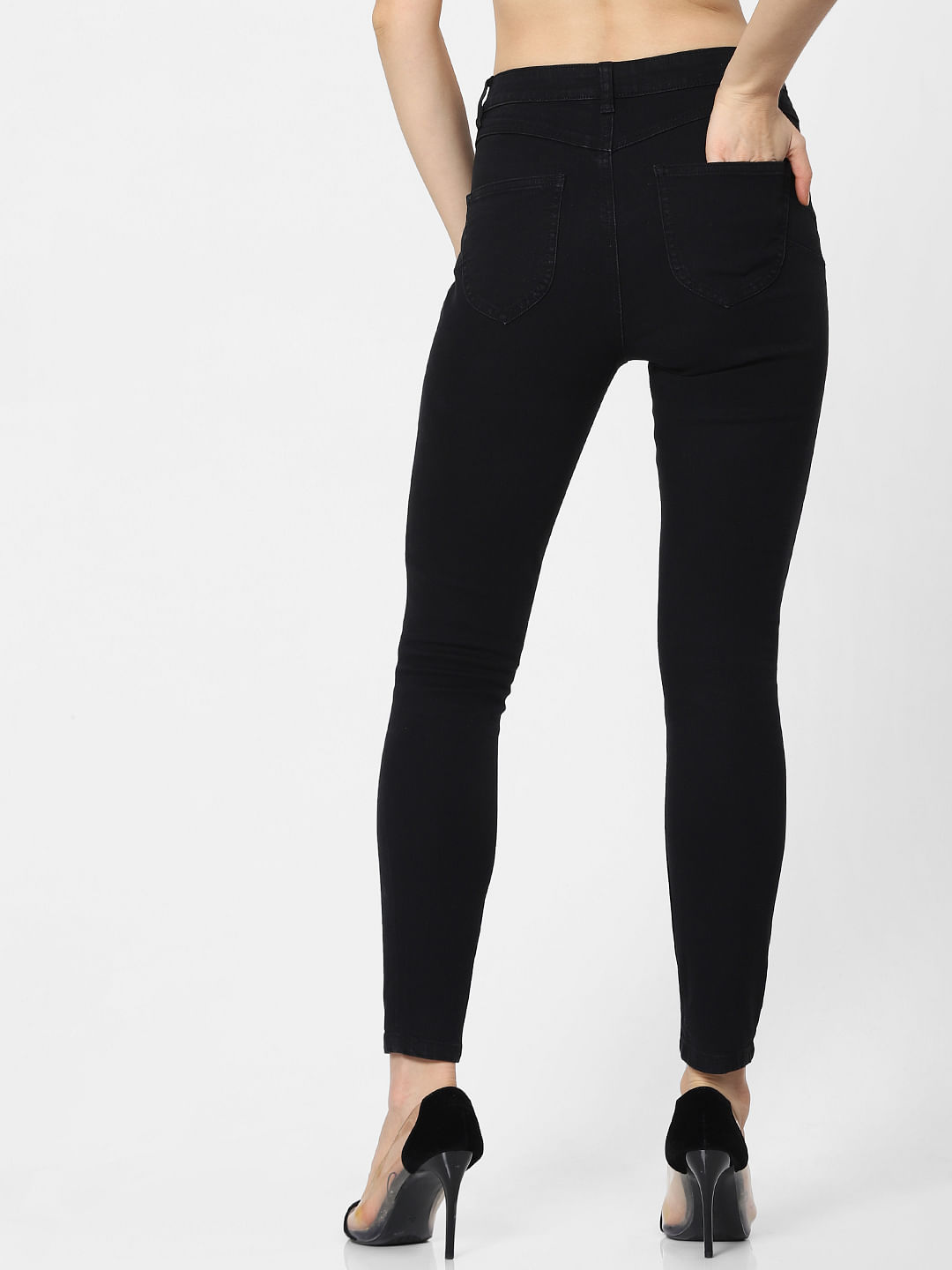 black jeggings high rise