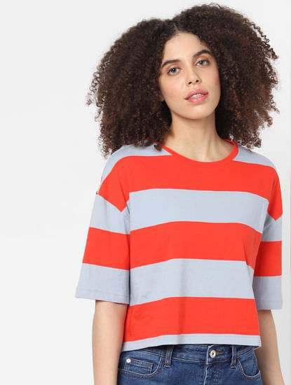 Red Striped Boxy T-shirt