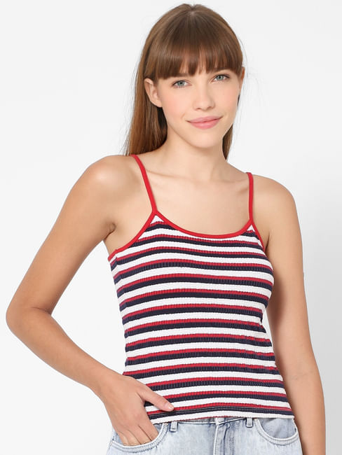 White & Red Striped Singlet