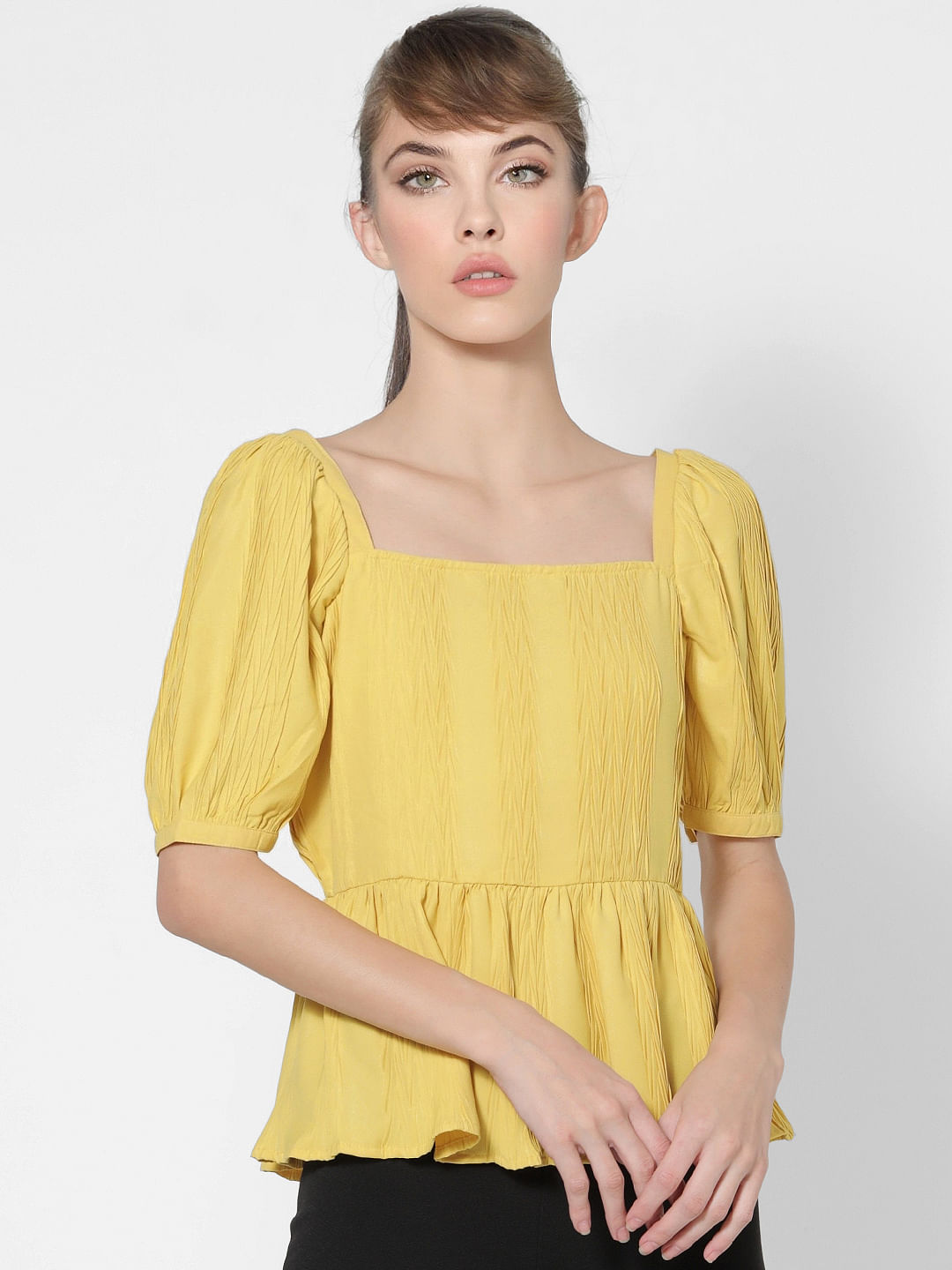 Mustard yellow deals tops online