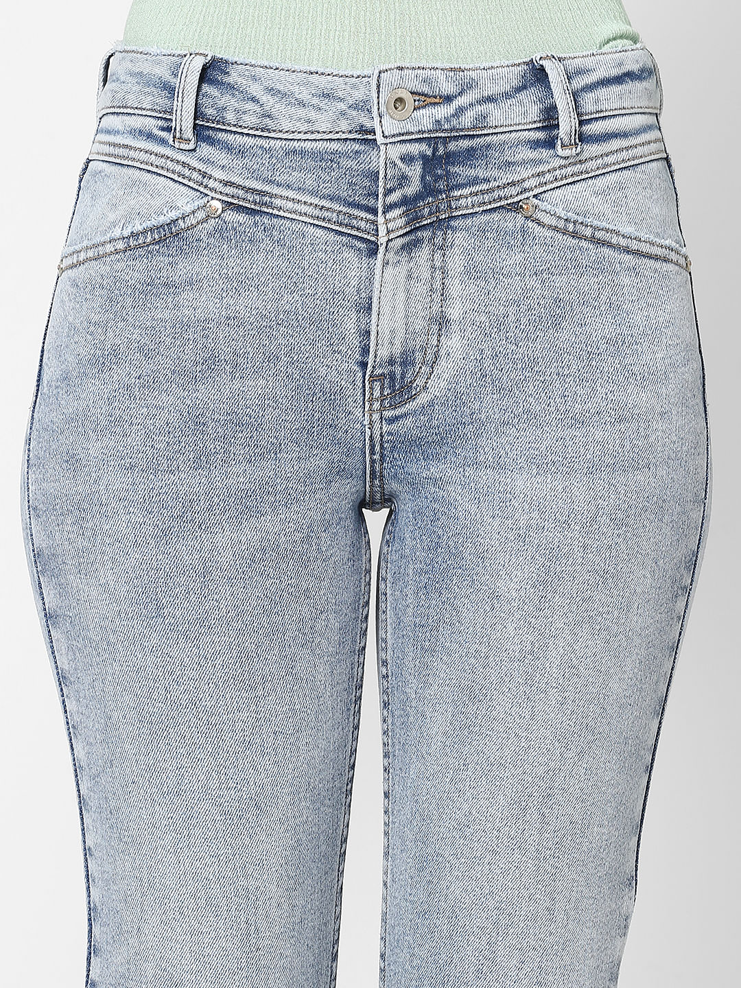 Buy Light Blue Mid Rise Washed Straight Fit Jeans | ONLY | 238453601