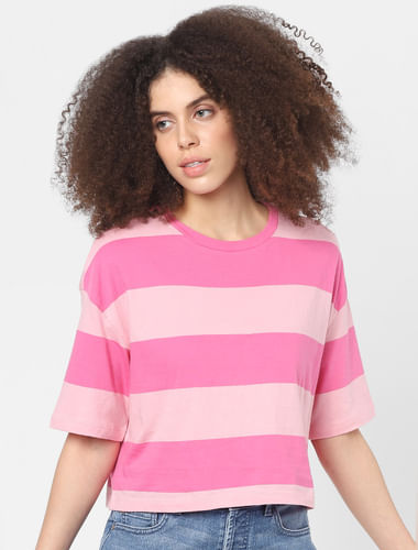 Pink Wide Striped T-shirt