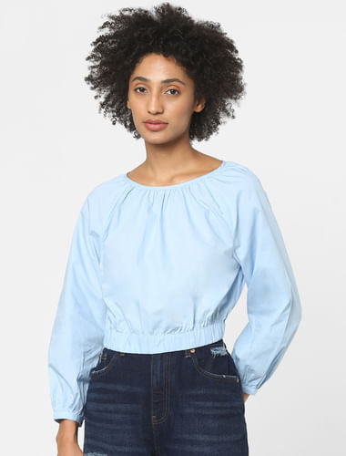 Blue Cropped Blouse
