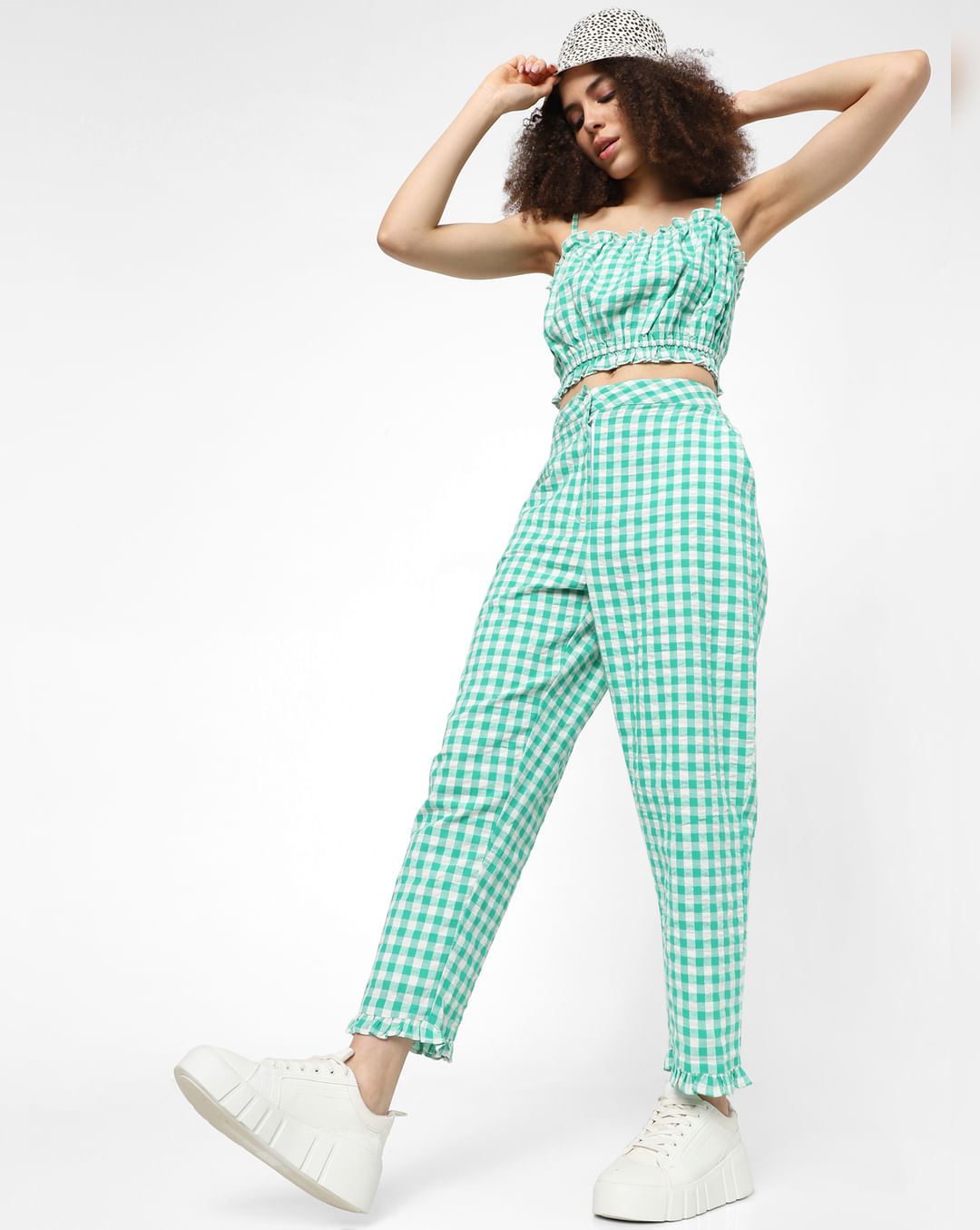 Green Gingham Check Co-ord Pants|226666801-Jelly-Bean