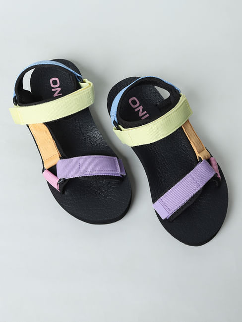 Black Velcro Strap Sandals