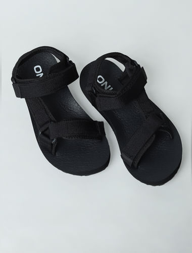 Black Velcro Strap Sandals