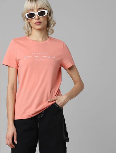 Pink Organic Cotton Slogan Print T-shirt