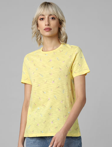 Yellow Printed Organic Cotton T-shirt