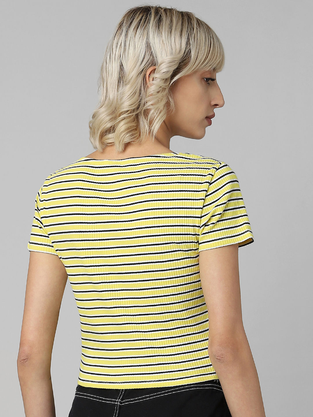 Yellow and white hot sale striped crop top