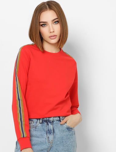Red Tape Detail Sweatshirt