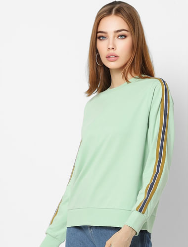Light Green Tape Detail Sweatshirt