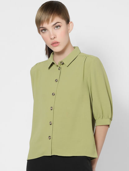 Green Crinkled Shirt