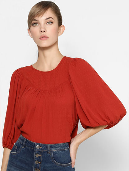 Red Textured Top