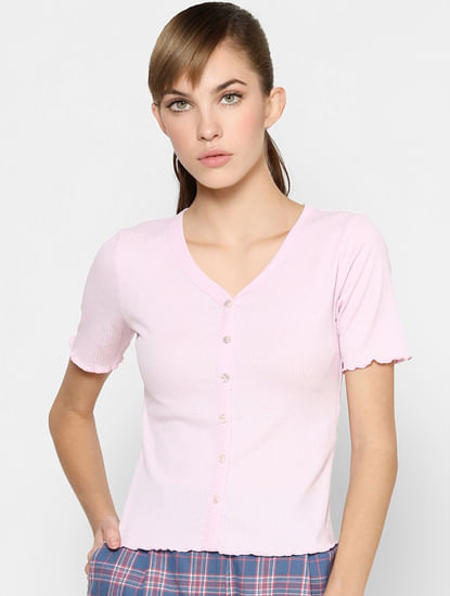 Pink Ribbed T-shirt