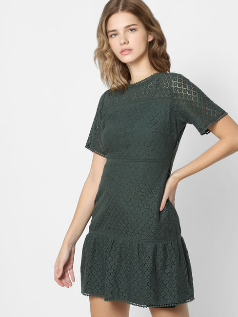 Green Lace Fit & Flare Dress