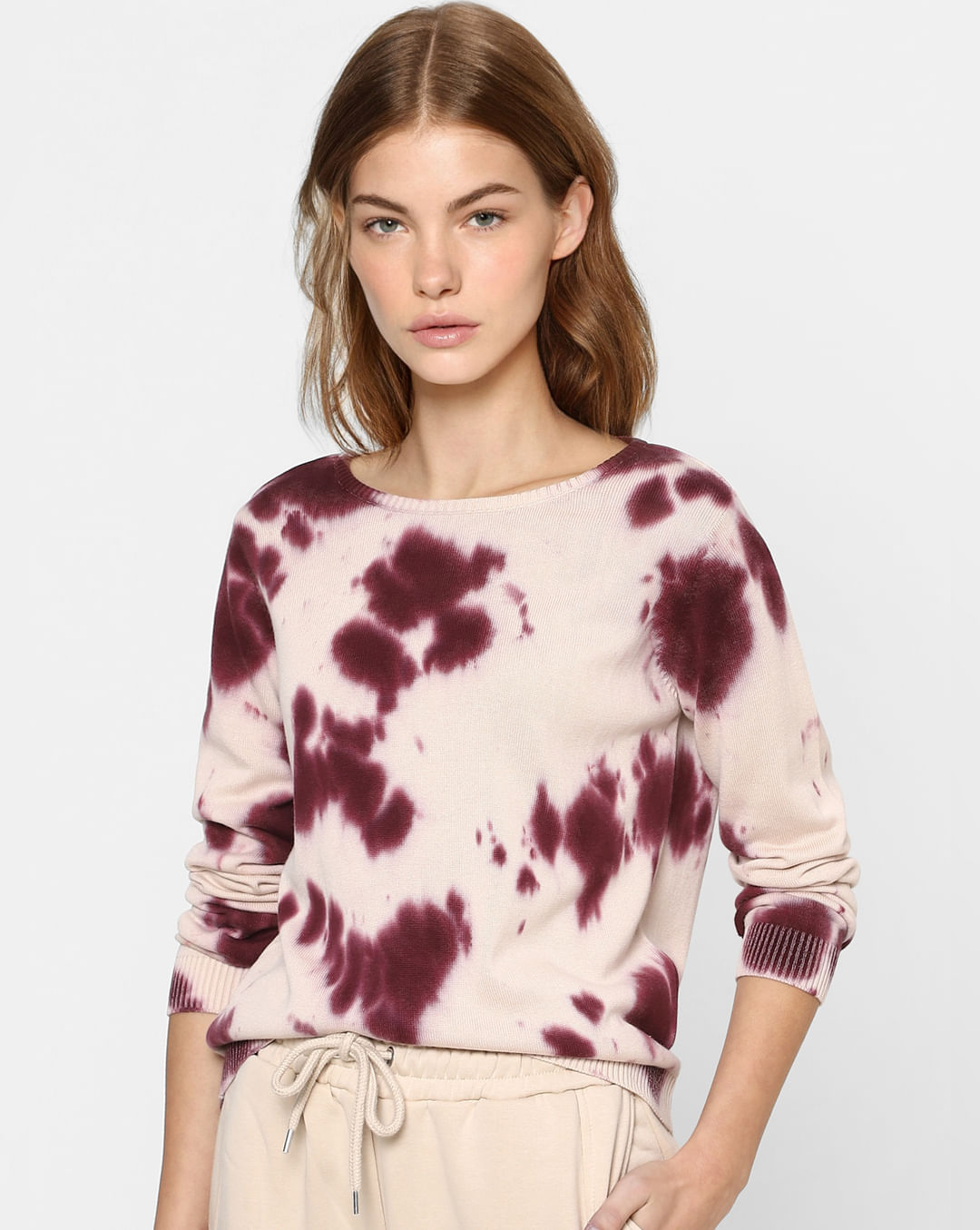 Buy Pink Tie Dye Knit Pullover for Women, ONLY
