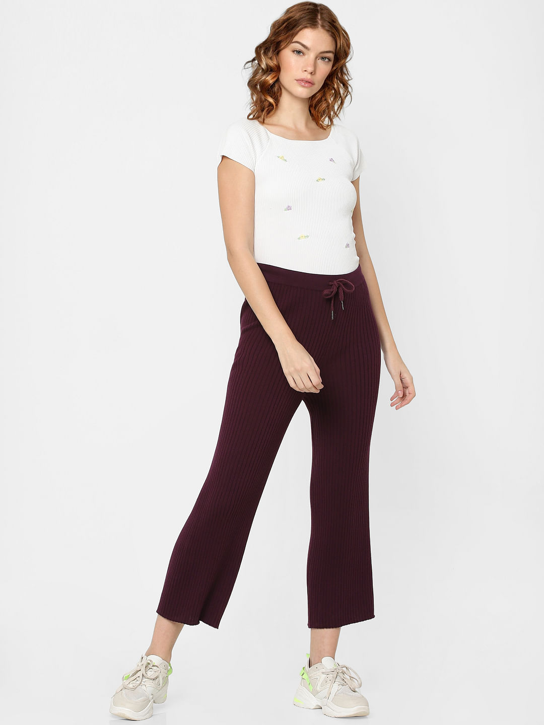 Akiso Pants  Buy Akiso Cotton Flex Straight Mulberry purple Pants Online   Nykaa Fashion