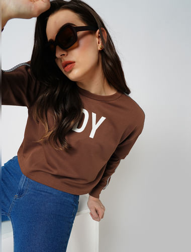 JDY by ONLY Brown Logo Text Sweatshirt
