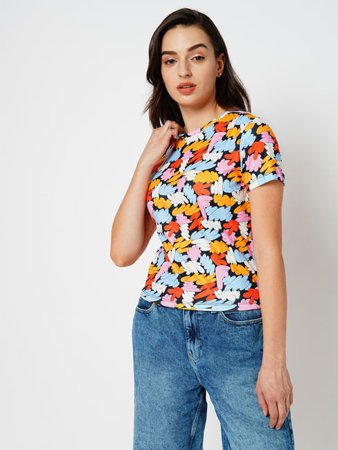 JDY by ONLY Multi-Coloured Printed T-shirt