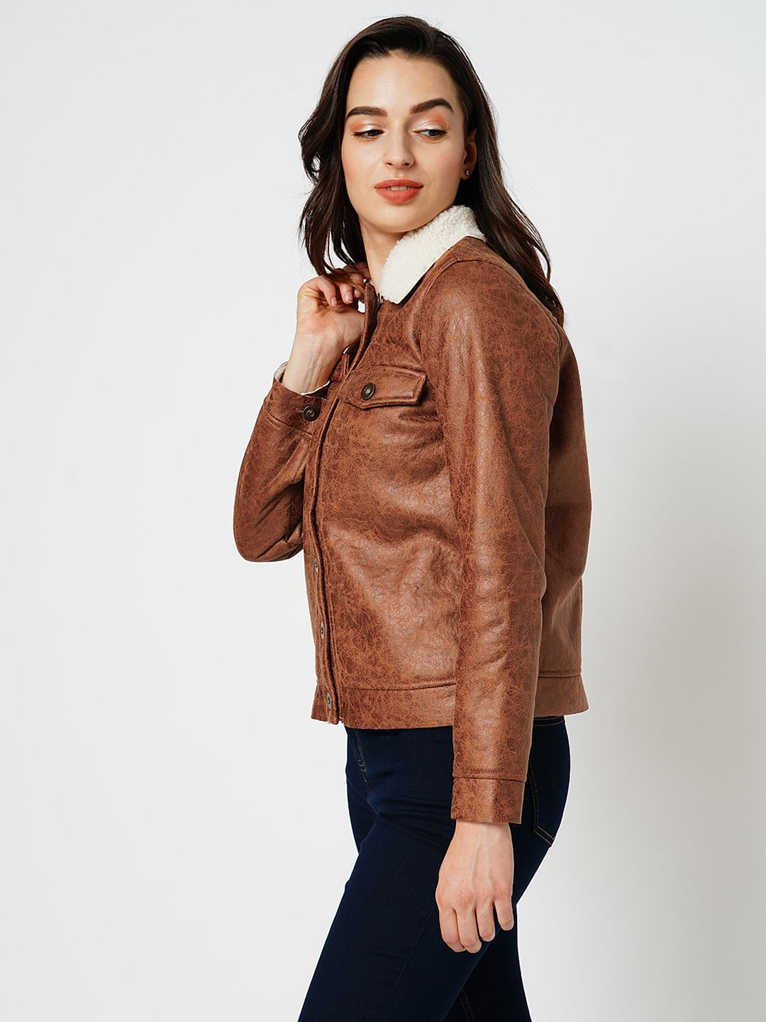 Jdy faux leather clearance jacket