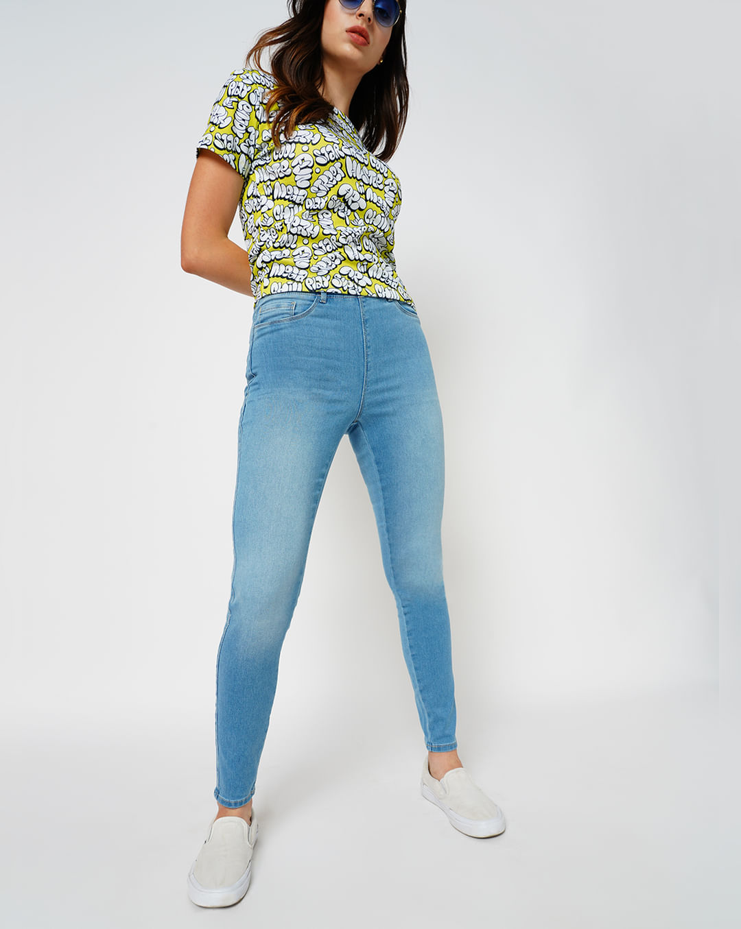JDY by ONLY Light Blue High Rise Heavily Washed Jeggings