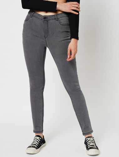 JDY by ONLY Light Grey Mid Rise Skinny Jeans