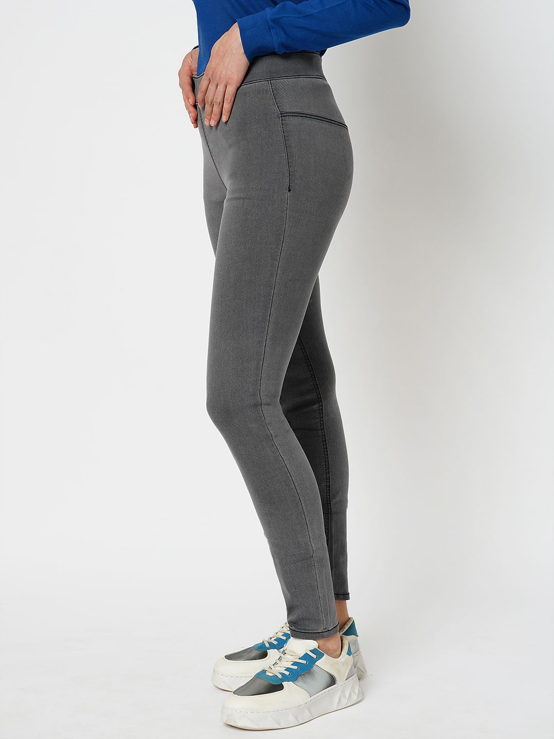 High waisted grey outlet jeggings