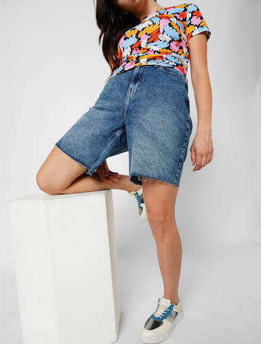JDY by ONLY Blue Washed Denim Shorts