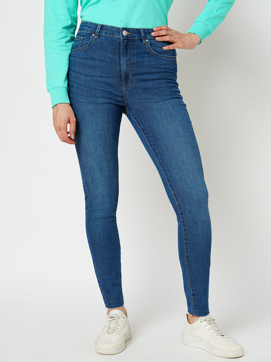 Blue high waisted 2024 super skinny jeans