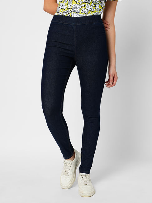 JDY by ONLY Dark Blue High Rise Super Skinny Jeggings