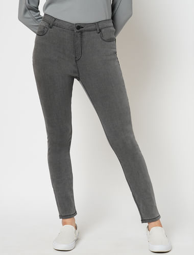 JDY by ONLY Grey Mid Rise Super Skinny Jeans