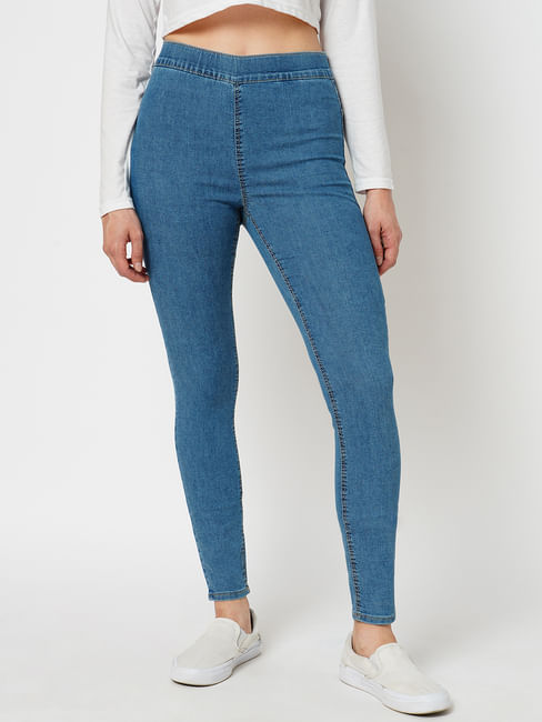 JDY by ONLY Blue High Rise Super Skinny Jeggings