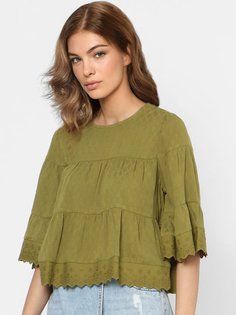 Olive Green Flared Top