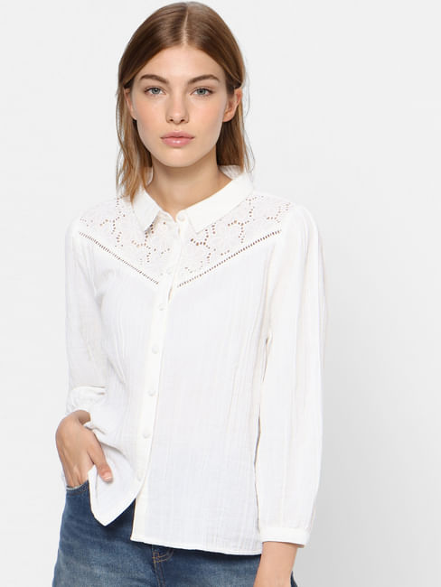White Button Down Lace Shirt