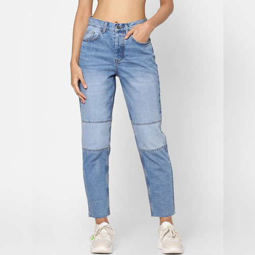 Blue High Rise Straight Fit Jeans