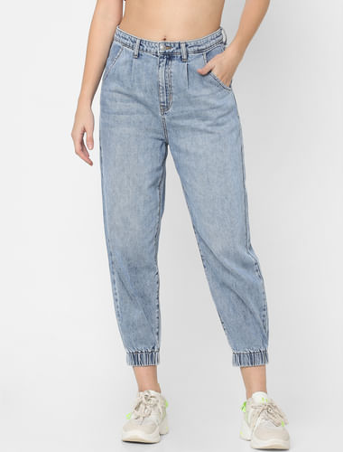 Blue High Rise Slouchy Fit Jeans 