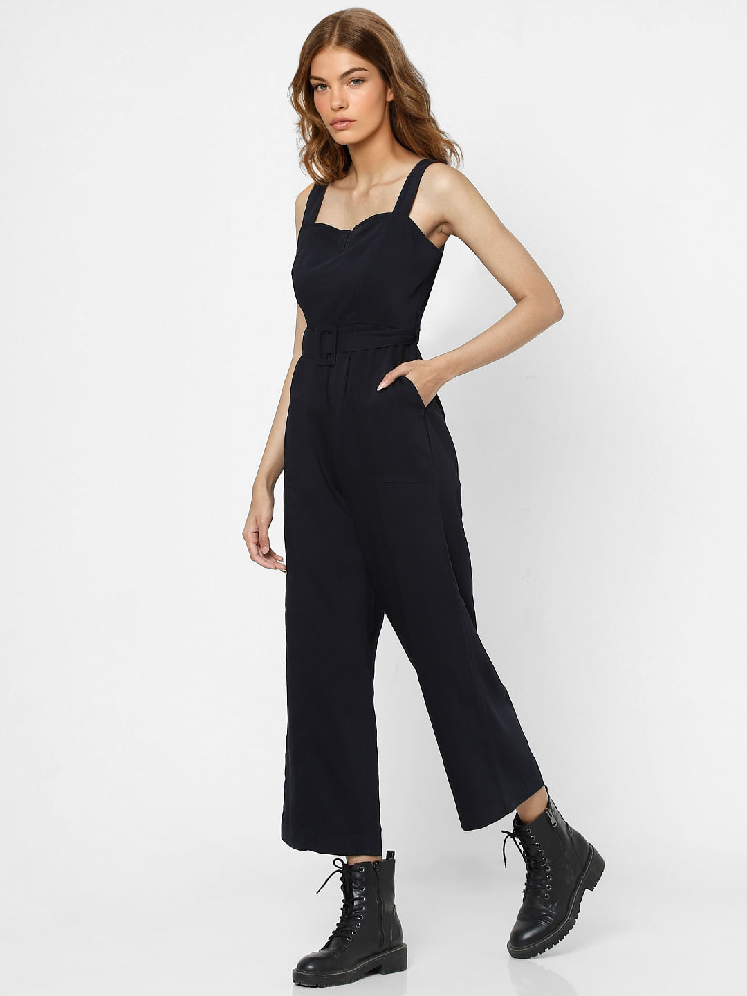Buy Black Belted Jumpsuit for Women  ONLY  255788301