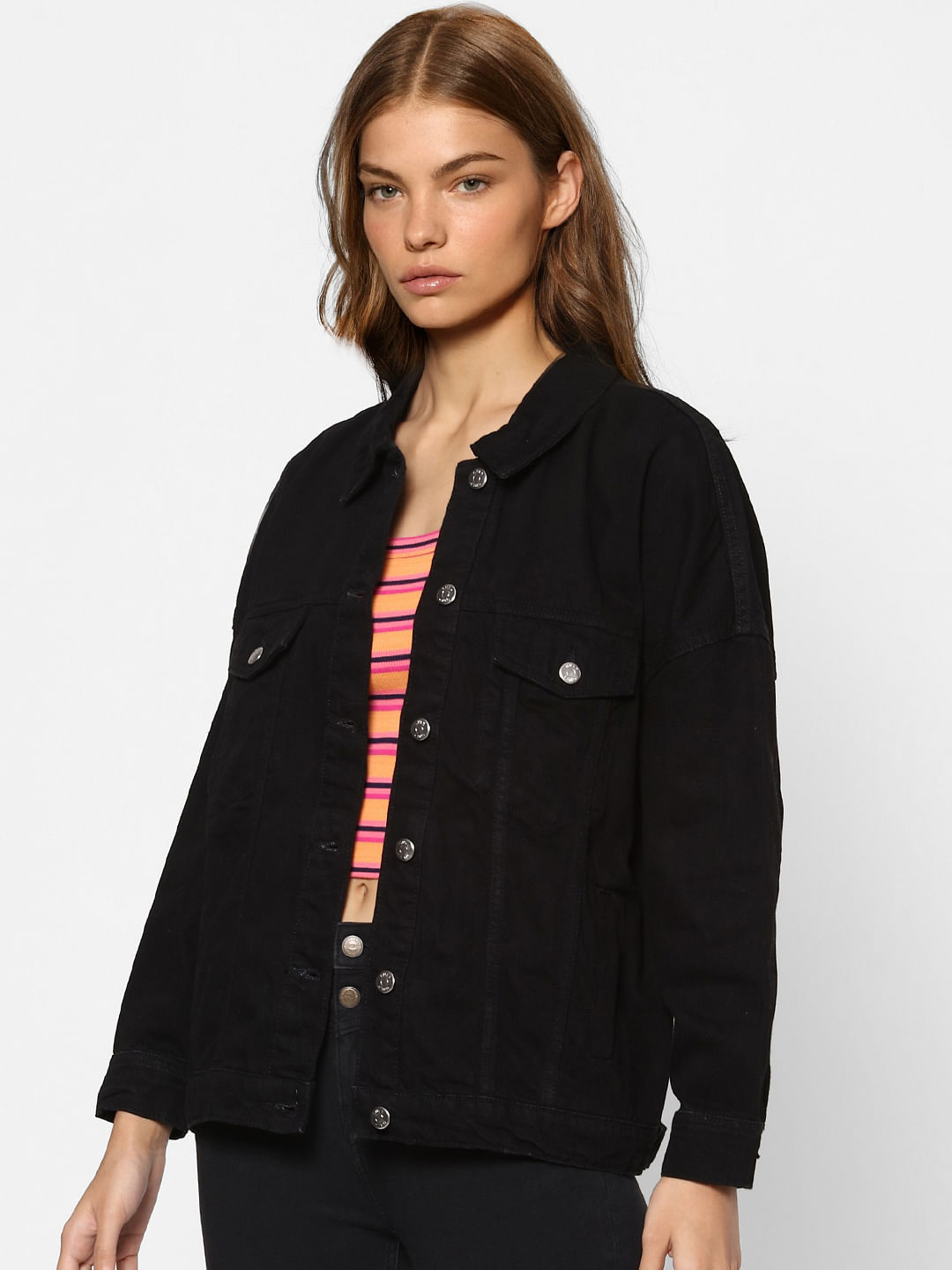 black oversized trucker jacket