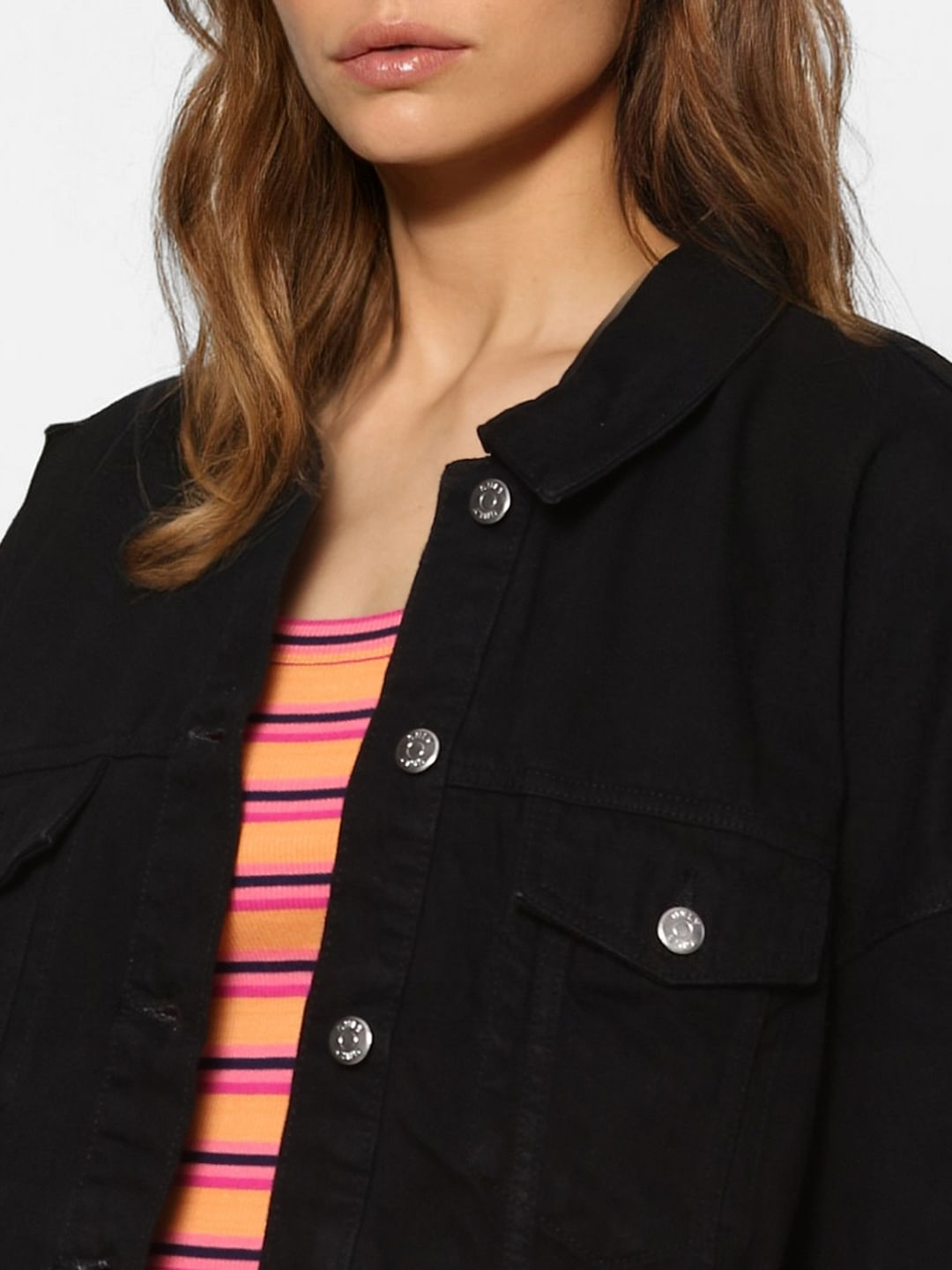 womens black oversized denim jacket