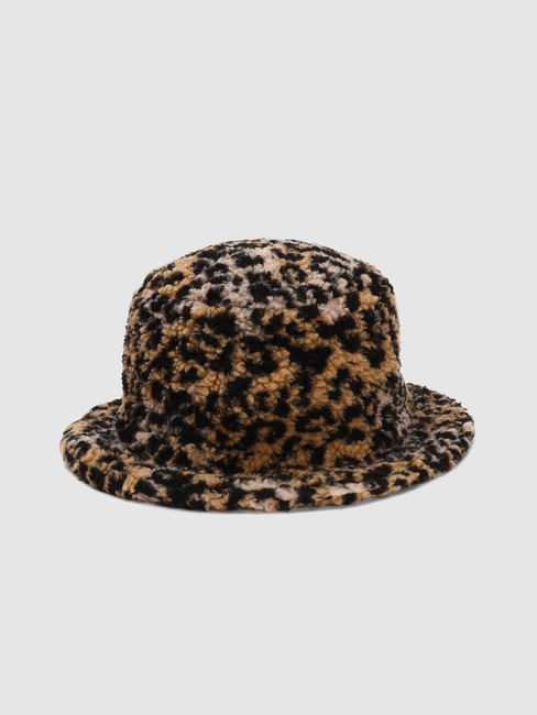 Black Animal Print Teddy Bucket Hat
