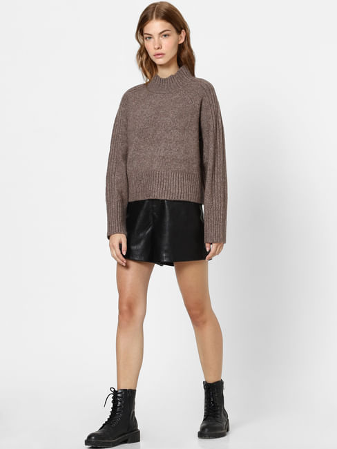 Brown High Neck Pullover