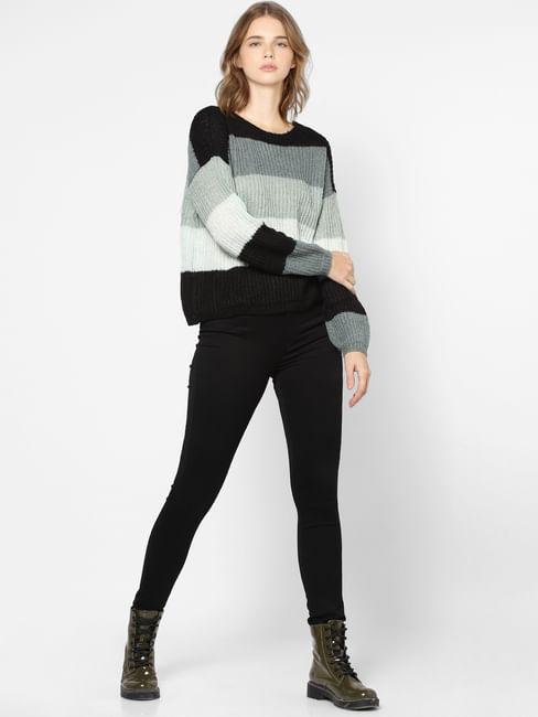 Black Striped Pullover