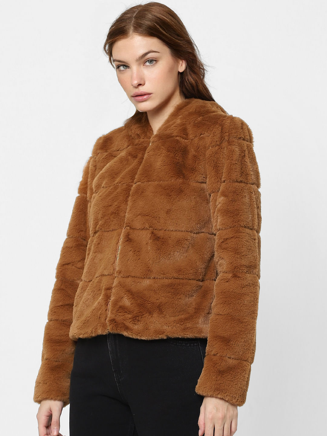 light brown faux fur jacket